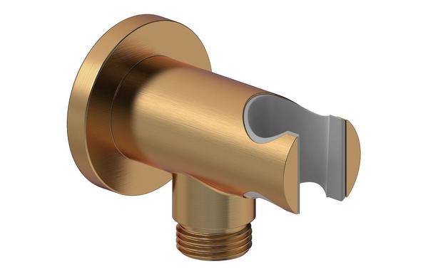 Aura Round Handset Wall Bracket with Wall Outlet - Brushed Bronze